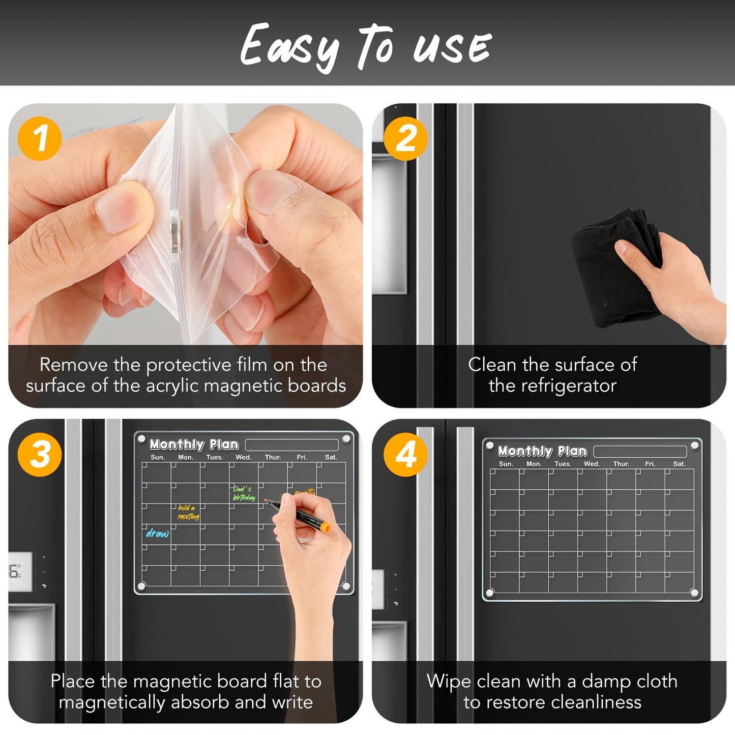 DIYMAG Acrylic Magnetic Dry Erase Calendar for Fridge