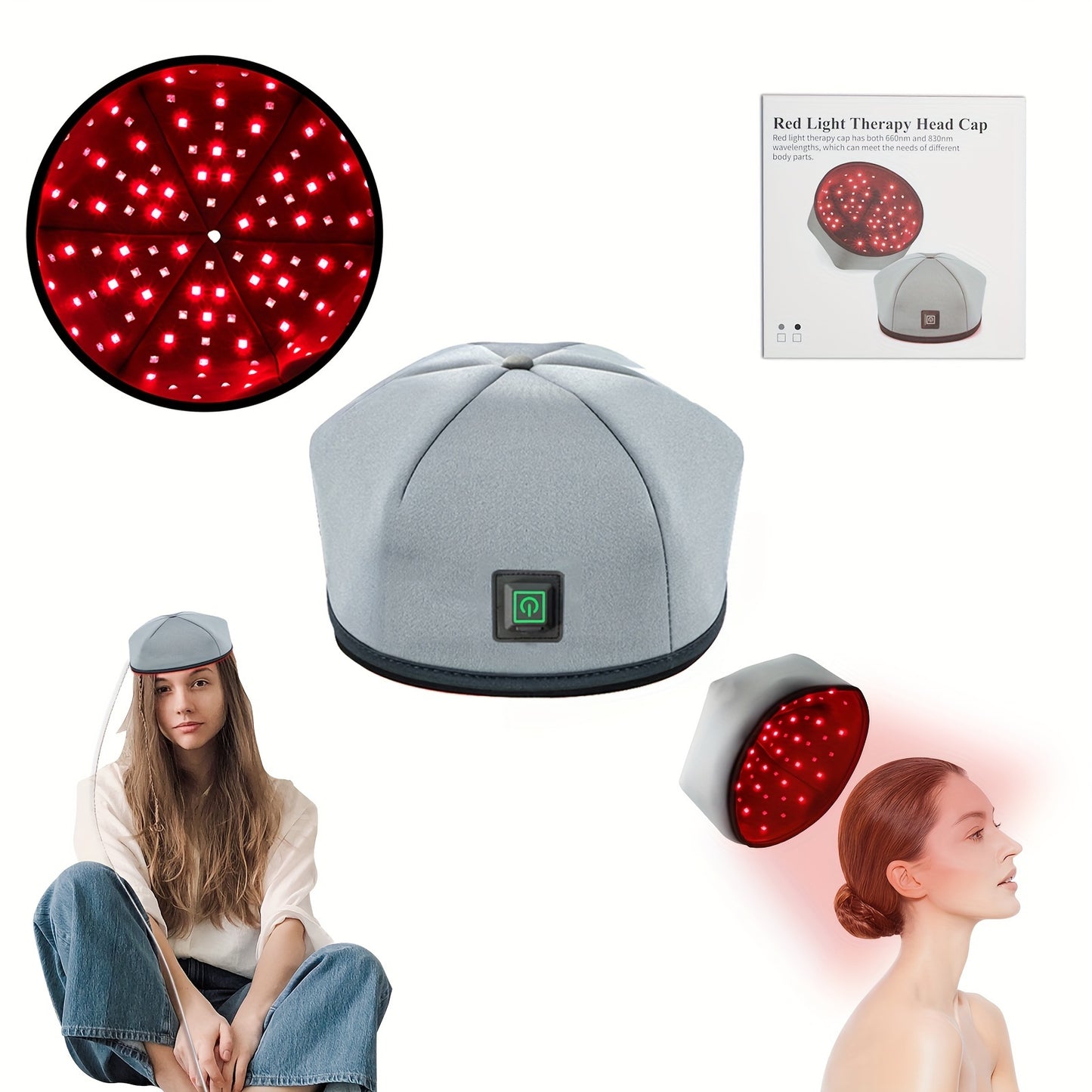 CABPAY Red Light Therapy Cap 660nm 830nm Infrared 120LED