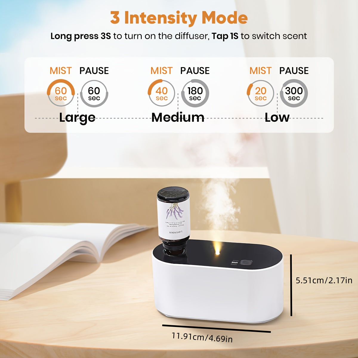 USB Powered Compact Aroma Diffuser Humidifier With Three Mist Settings