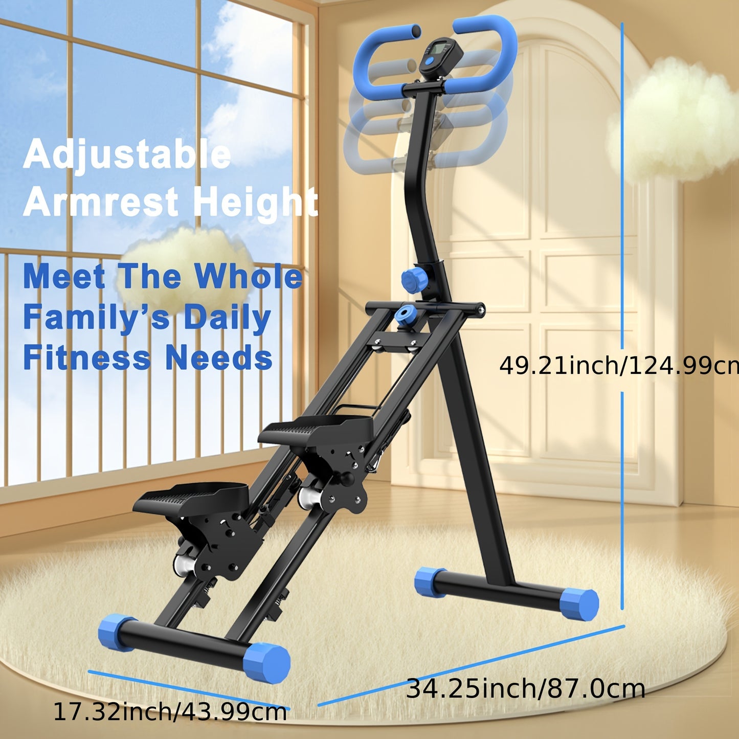 Compact Folding Vertical Climber Machine - Stair Stepper For Home Gym Exercise - Adjustable Handlebar & Pedals, Extended Step Range For Full-Body Workout - Revitalize Mind Body