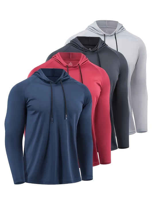 OYGSIEG Men's Hooded Long Sleeve Sports Top for Fitness