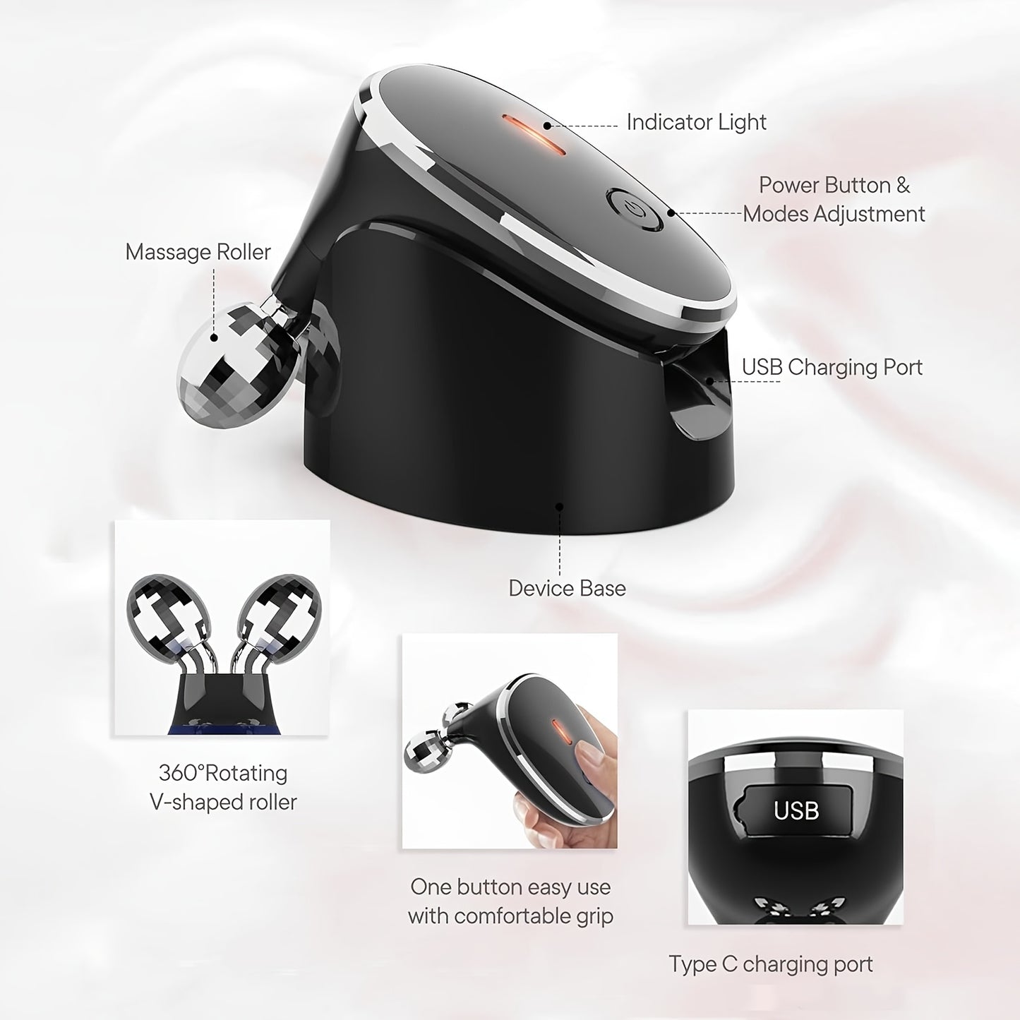 4 In 1 Exquisite Facial Massage Instrument, Small And Easy To Carry, Usb Charging, A Gift For Girls, A Necessary Gift For Wives And Girlfriends - Revitalize Mind Body