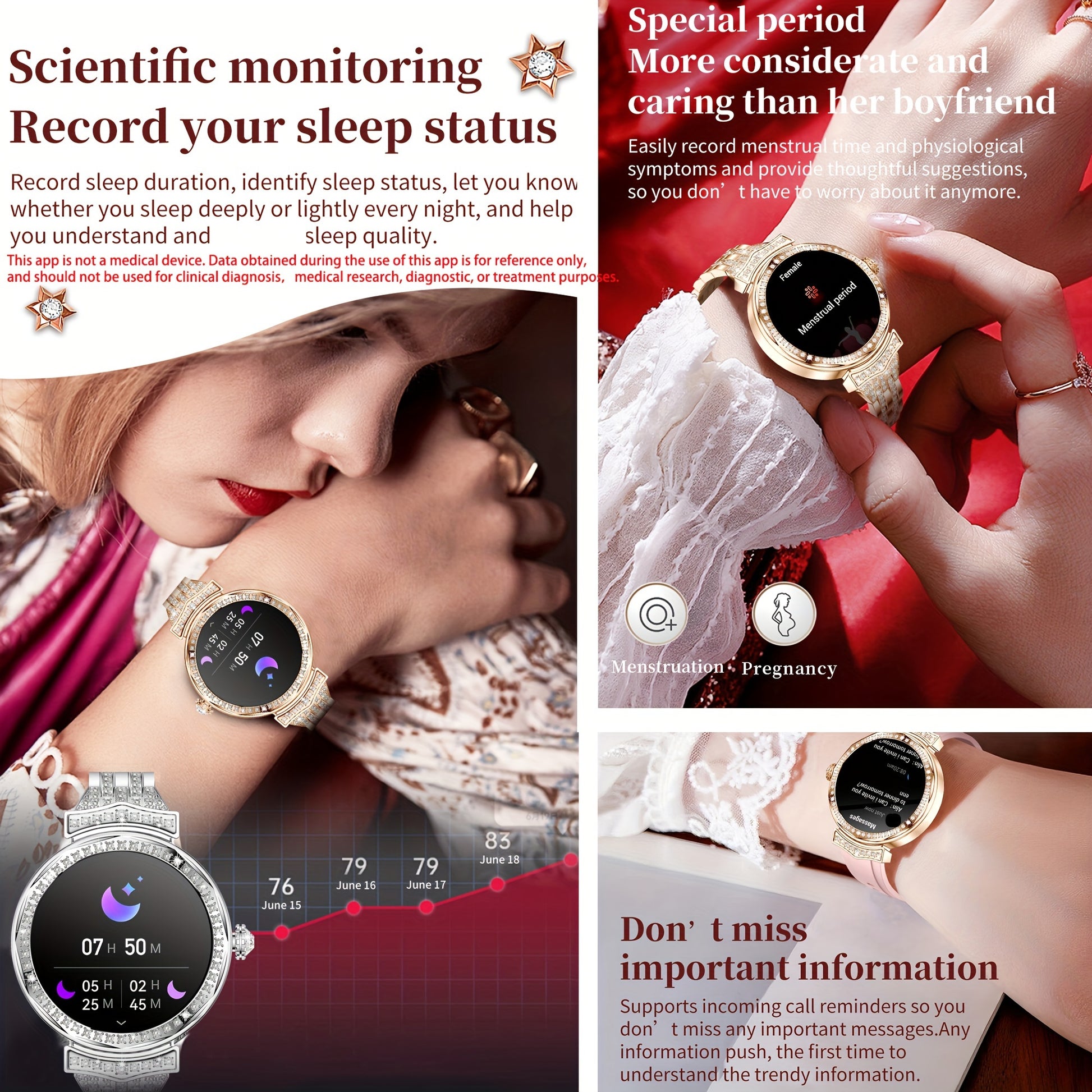 1.32" AMOLED Smart Watch For Women, Answer/Make Calls, Smart Fitness Watch For Women - Call Integration, Wireless Call Smart Watch For Android And IPhone, Fitness Tracker, Sleep Monitoring, Step Caloric, Call Information Prom - Revitalize Mind Body