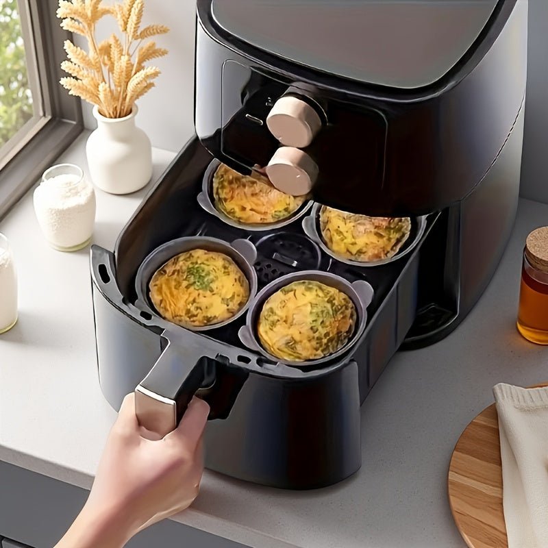 3pcs Black Silicone Air Fryer Baking Ramekins - Non-Stick, Food-Grade, Heat-Resistant Oven & Air Fryer Safe - Ideal for Eggs, Cupcakes, Muffins, Puddings, Tarts, Custards - Healthy Cooking Essentials, Air Fryer Accessories, K - Revitalize Mind Body