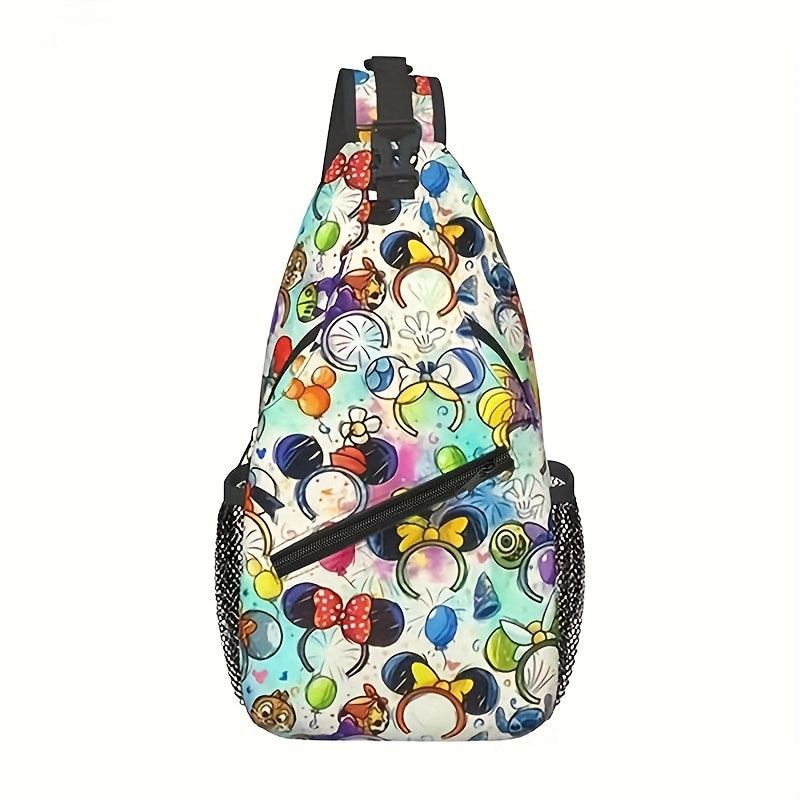 Mickey And Minnie Crossbody Sling Bag Durable Nylon Travel Pouch