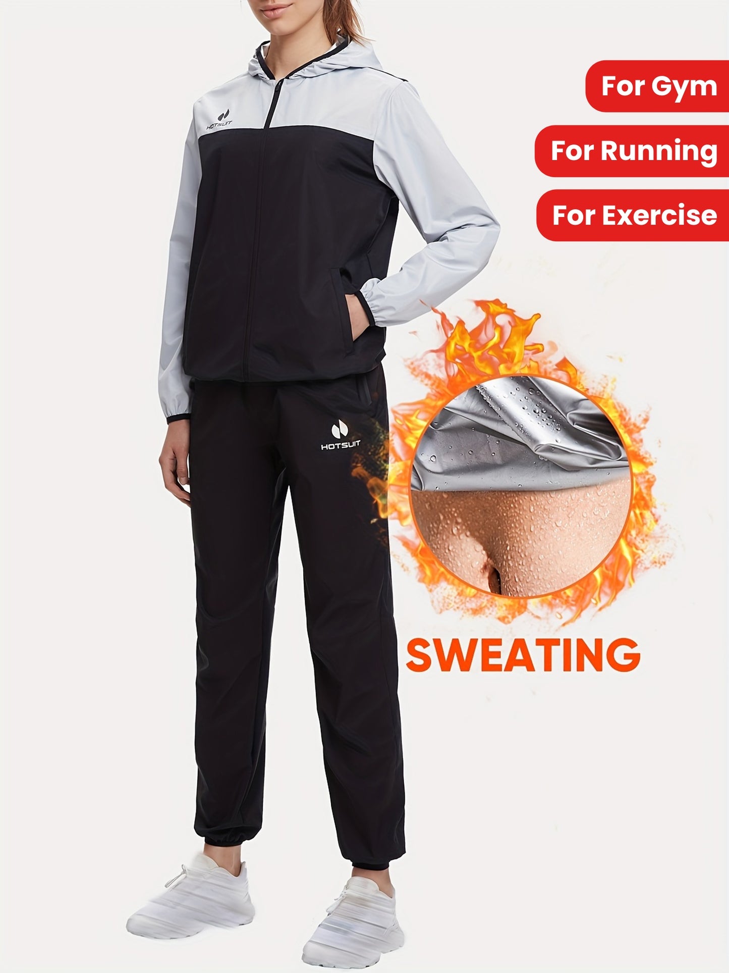 HOTSUIT Women's Sweat Sauna Suit With Hooded Jacket And Pants - Revitalize Mind Body