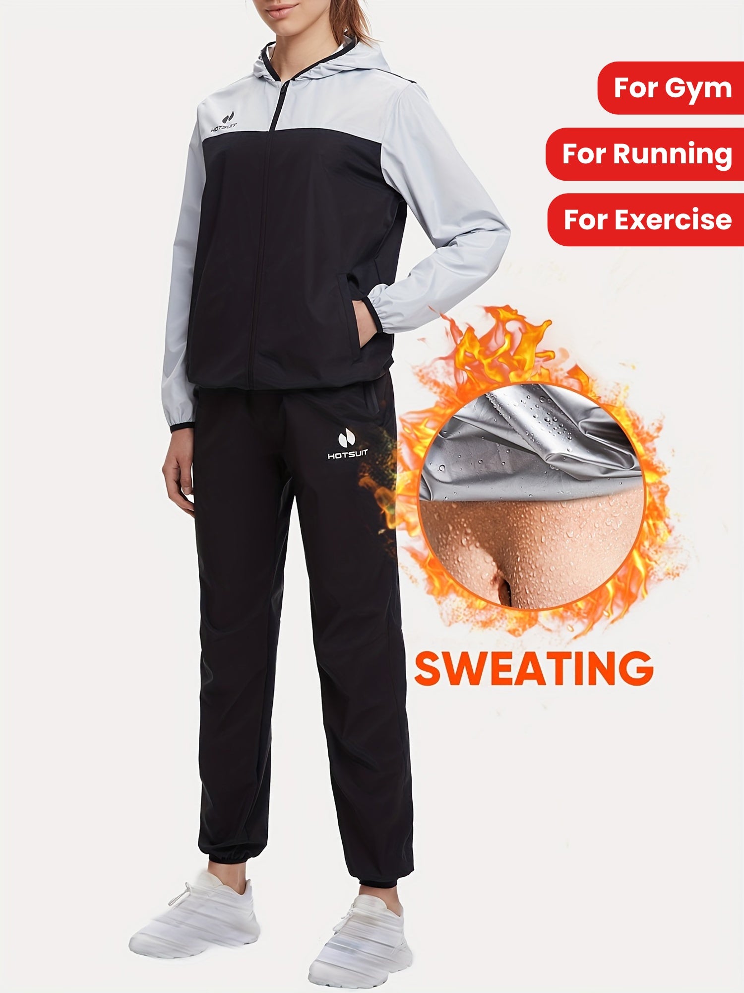 HOTSUIT Women's Sweat Sauna Suit With Hooded Jacket And Pants - Revitalize Mind Body