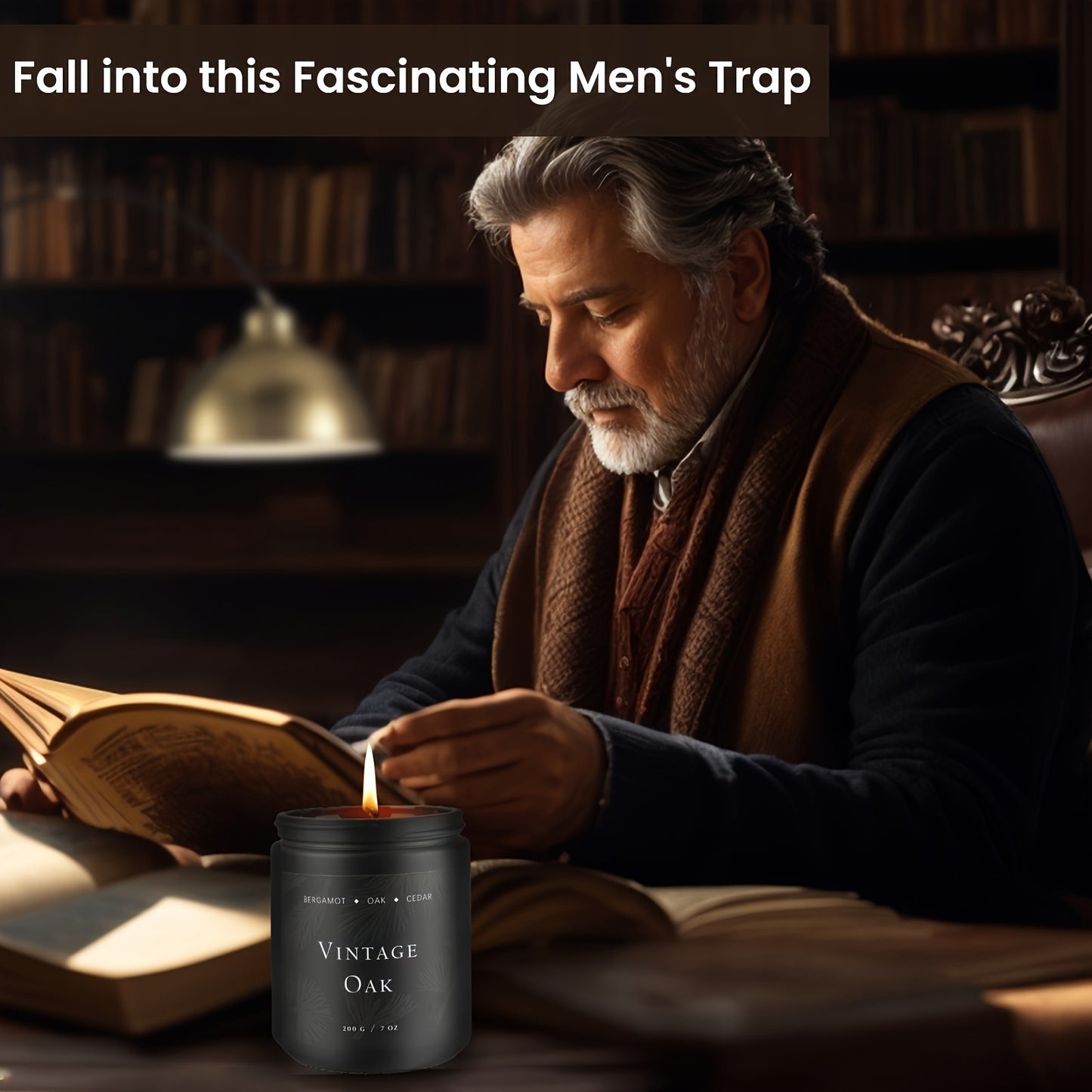 Halloween 4 Pack Scented Candles Gift Set Faux Leather Oak