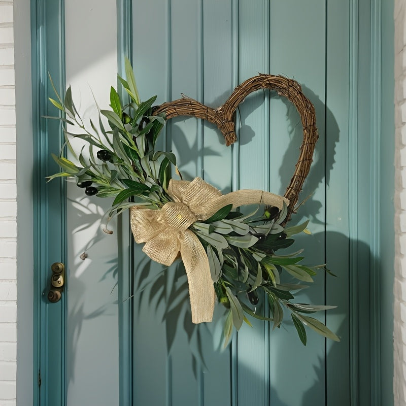 Rustic Heart Shaped Olive And Berry Garland Home Decor