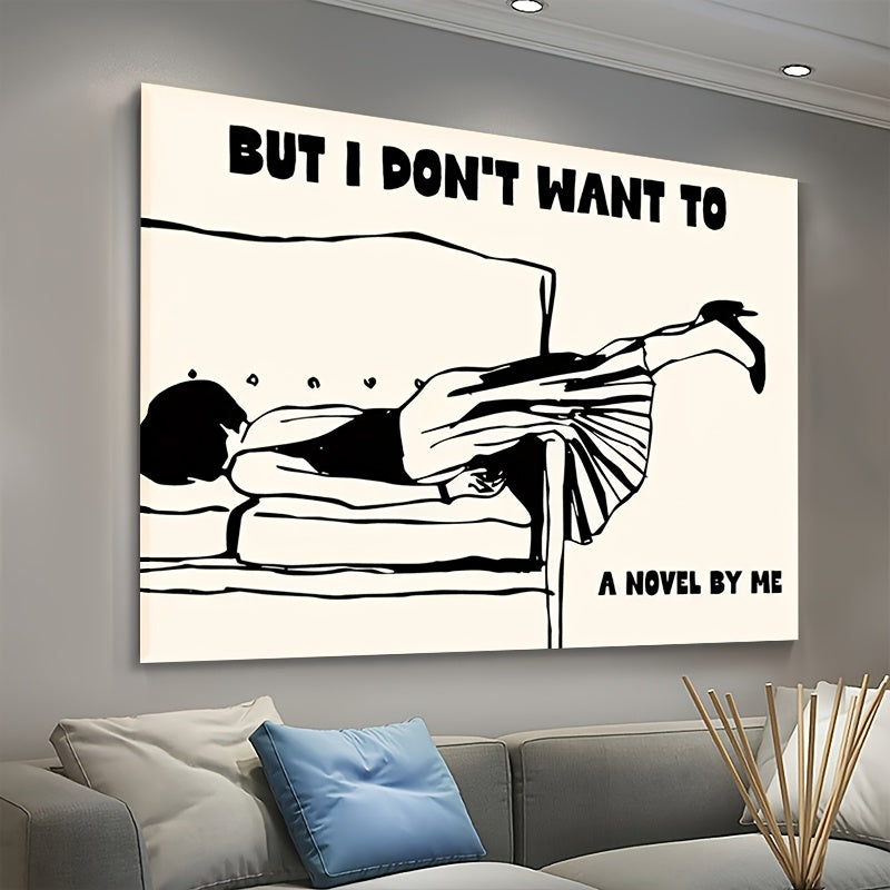 Wrapped Wooden Framed Canvas Poster With Funny Quotes Wall Art