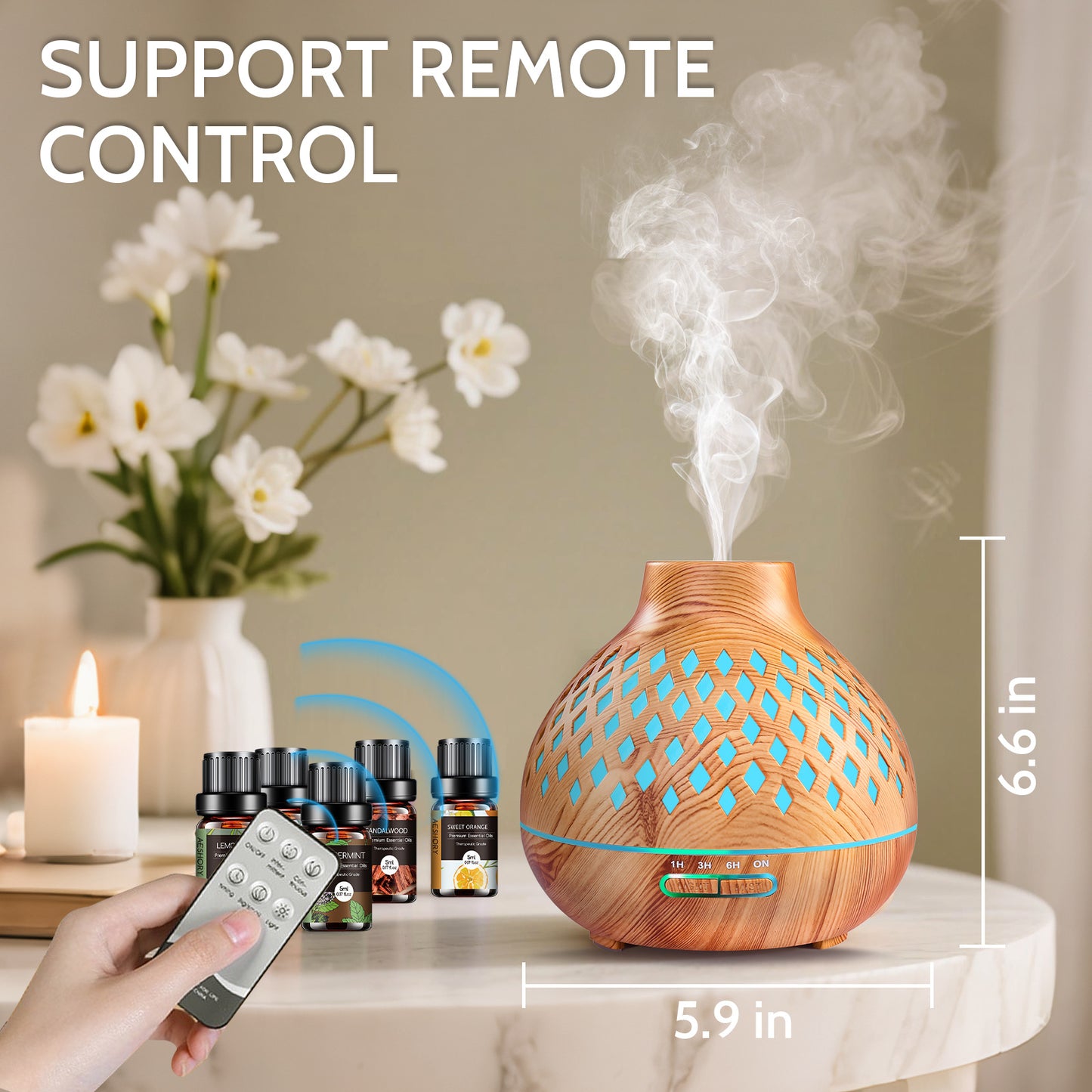 TOTATUIT Essential Oil Diffuser with Remote Control and Oils