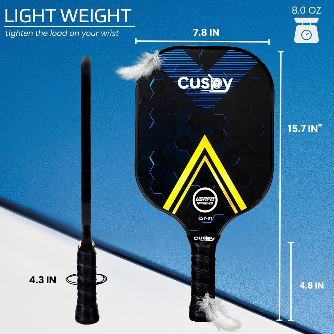 Cuspy USAPA Pickleball Paddles Set With Graphite Surface Balls