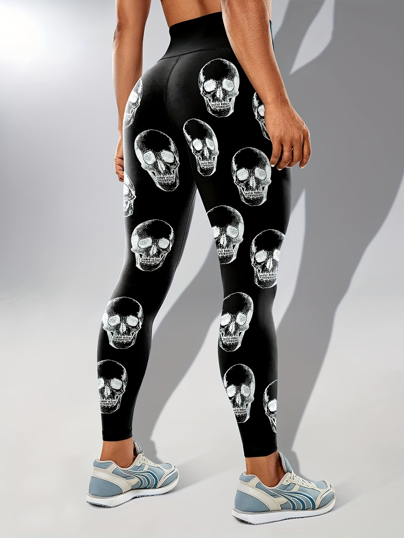 High Waist Glow In The Dark Skull Print Leggings Athletic