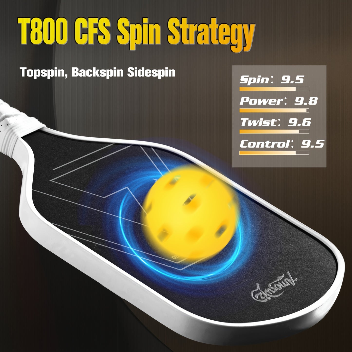 AMOSWIZ T900 Carbon Fiber Pickleball Paddle With Spin Power