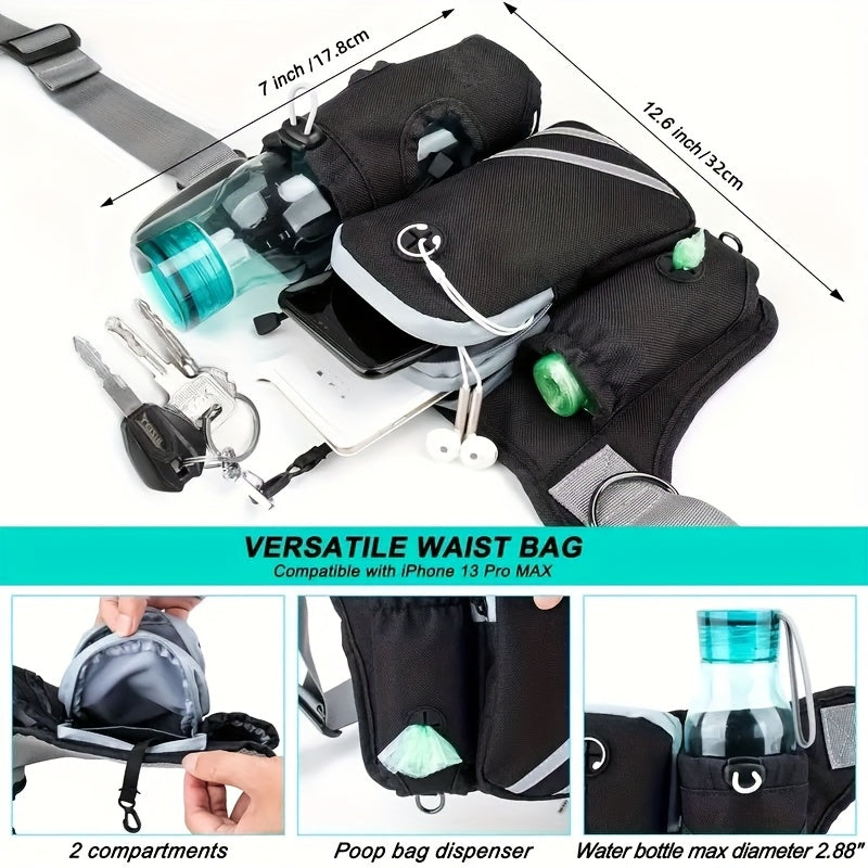Extendable Hands Free Dog Leash Set With Waist Pack