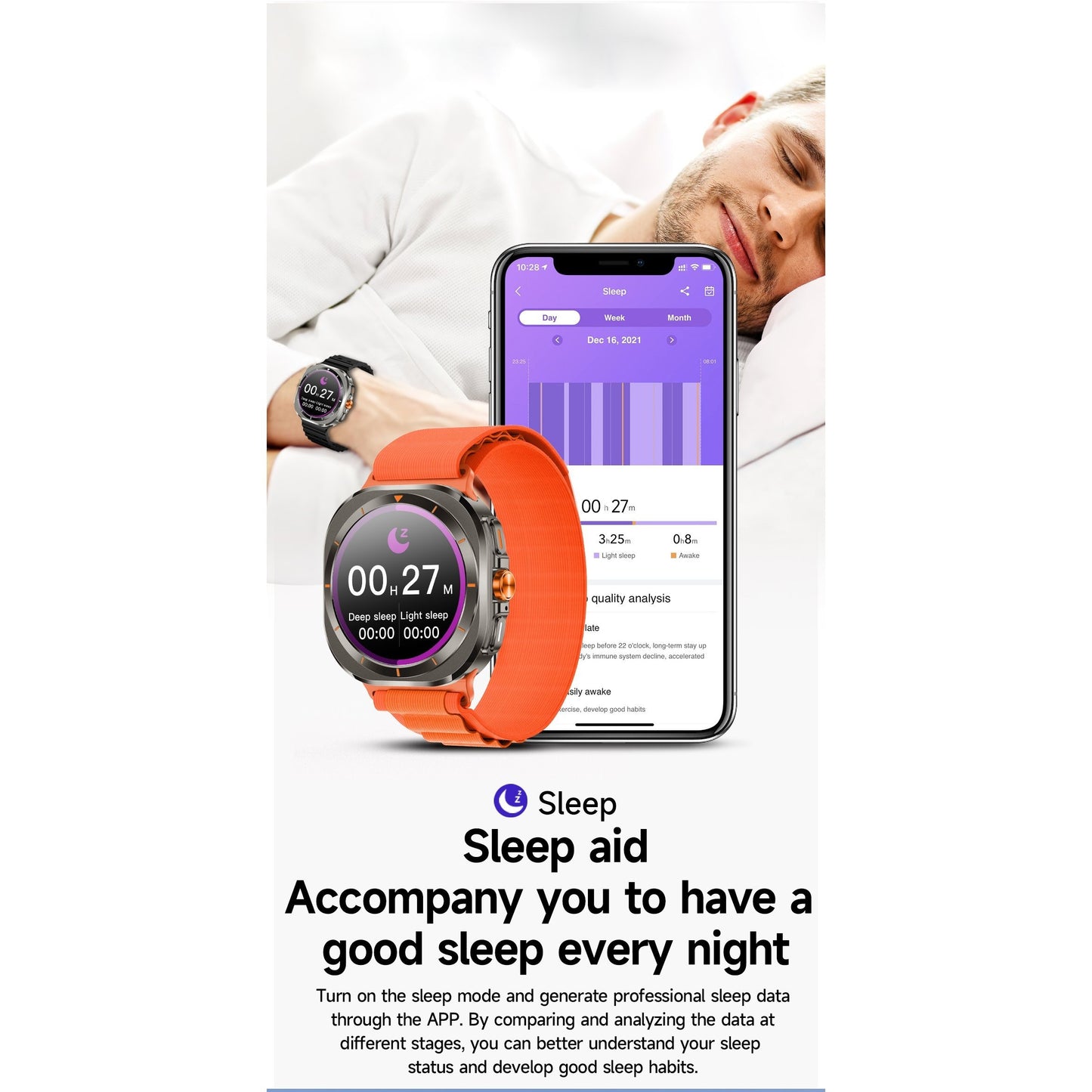 HACFUN Latest 7 In 1 Set Smart Watch & Earbuds 7 Straps, 1.46inch Full Touch Screen, Fitness Tracker Sleep Monitoring, Voice Assistant, Wireless Call Make/Answer, Music Control, Message Notification, Best Gift - Revitalize Mind Body
