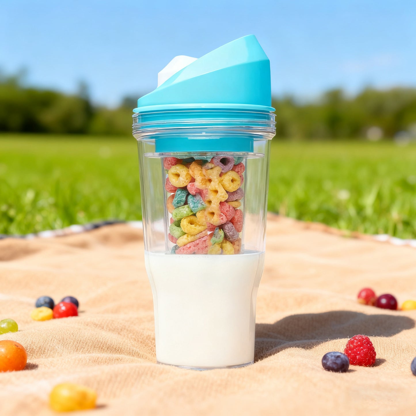 Portable Grain Cup with Lid BPA Free Leakproof Meal Container