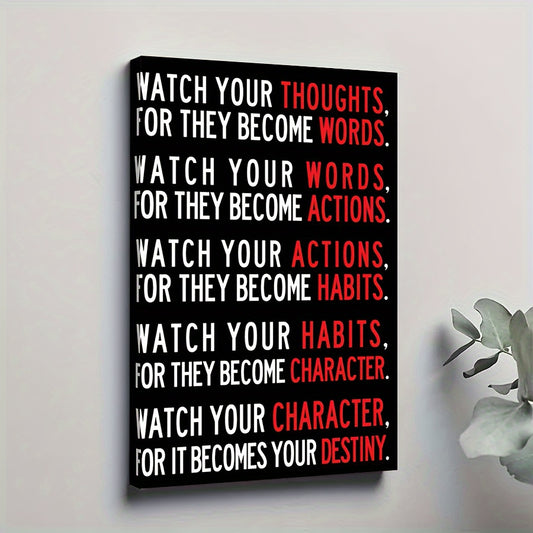 Watch Your Thoughts Inspirational Quote Canvas Art Decor