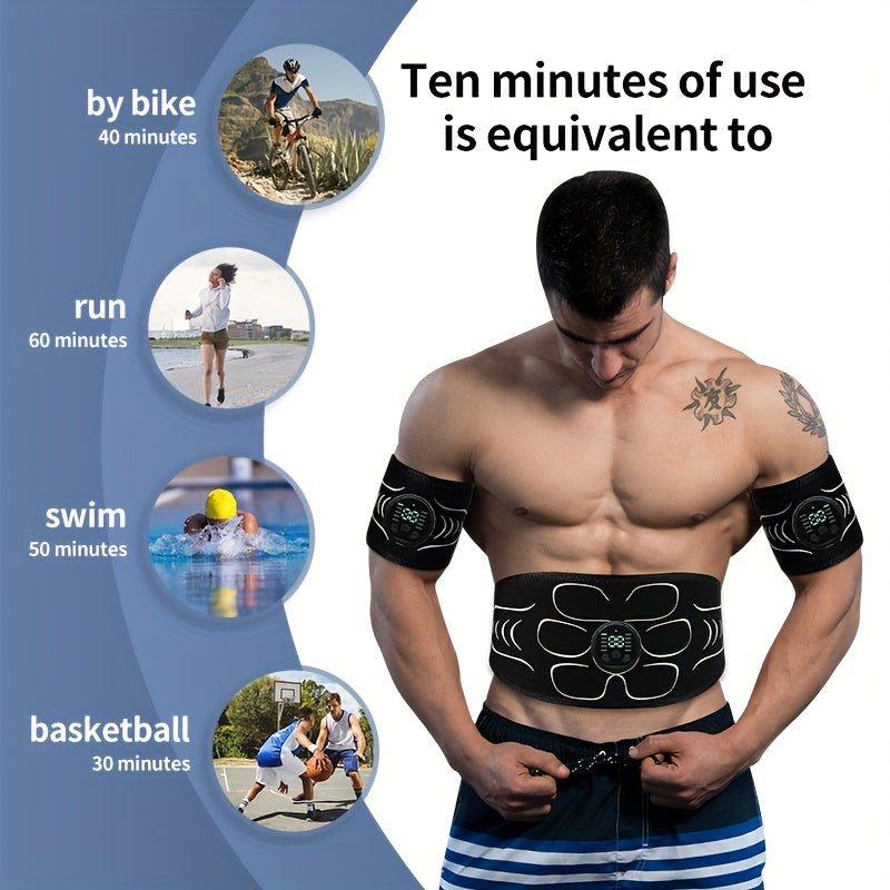 EMS Fitness Belt Three Piece Set, Thickened Fitness Belt, Home Fitness Equipment, Muscle Stimulator, Abdominal Muscle Shaping Belt, Arm, Abdominal, And Thigh Muscle Relaxation And Body Shaping, Valentine's Day Gift - Revitalize Mind Body