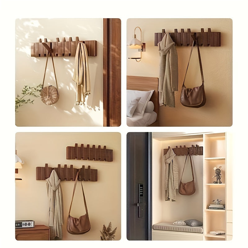 Ecoboom Boho Style Wooden Piano Key Wall Rack Coat Hook