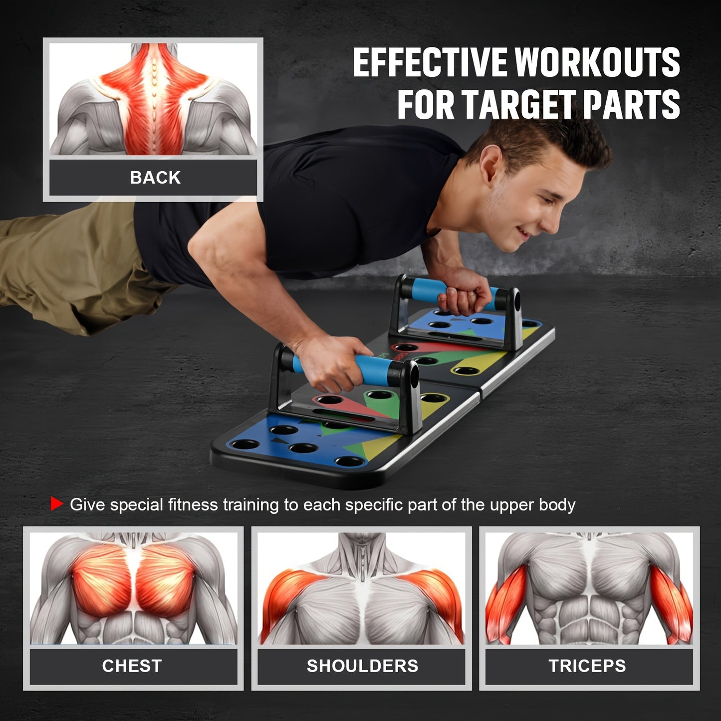 Revitalize Mind Body Foldable Push Up Board PVC Fitness