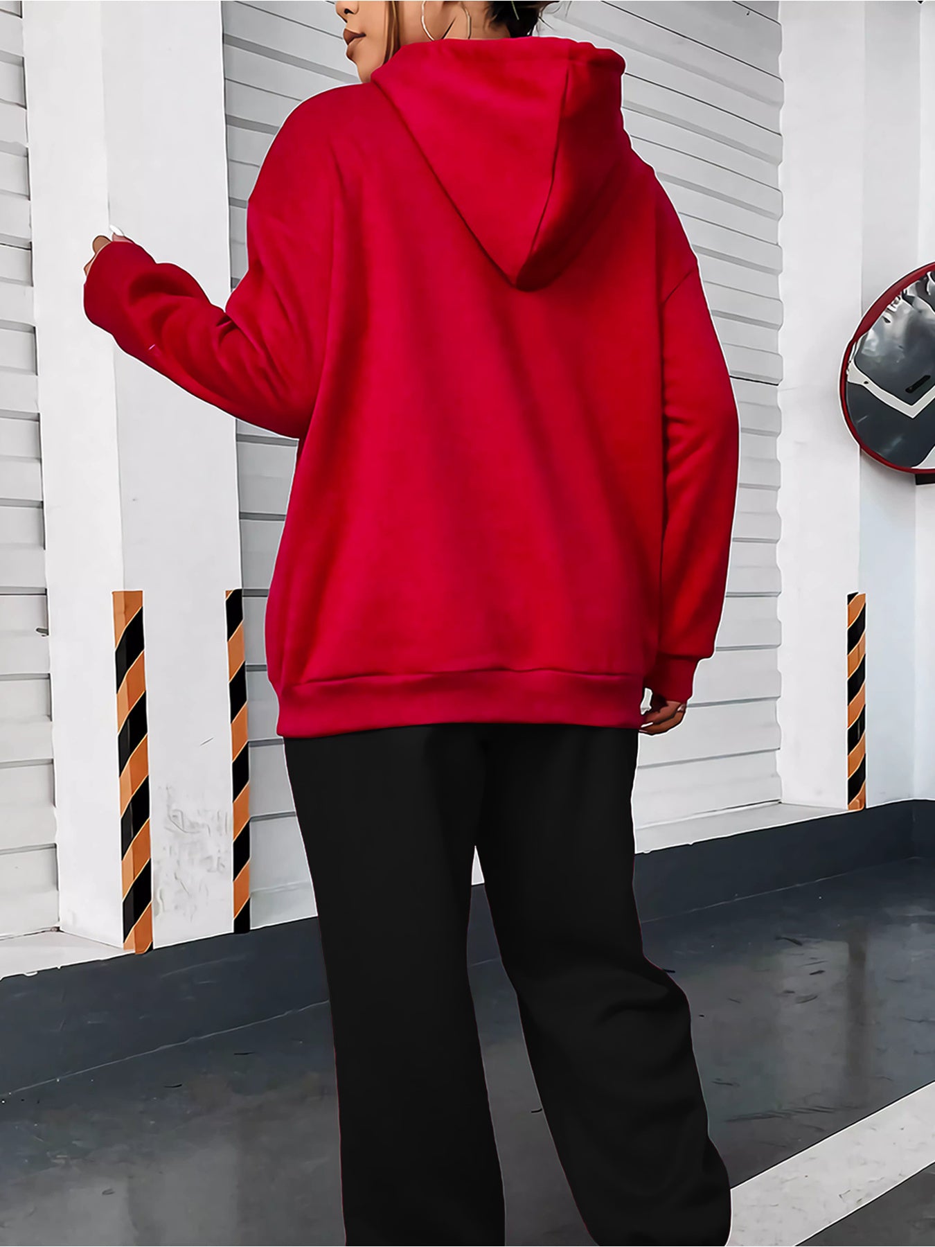 Women’s Letter Print Hoodie And Jogger Set Polyester With Pockets