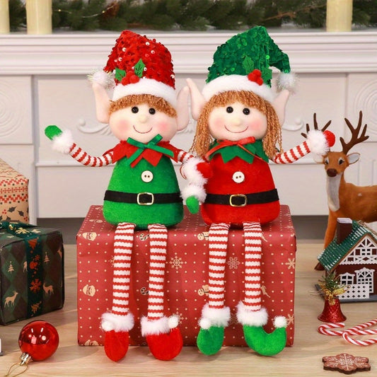 KPXHolidays Soft Christmas Elf Ornaments Two Piece Set Indoor Outdoor
