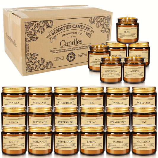 24 Pack Soy Wax Glass Jar Candles Gift Set Occasions