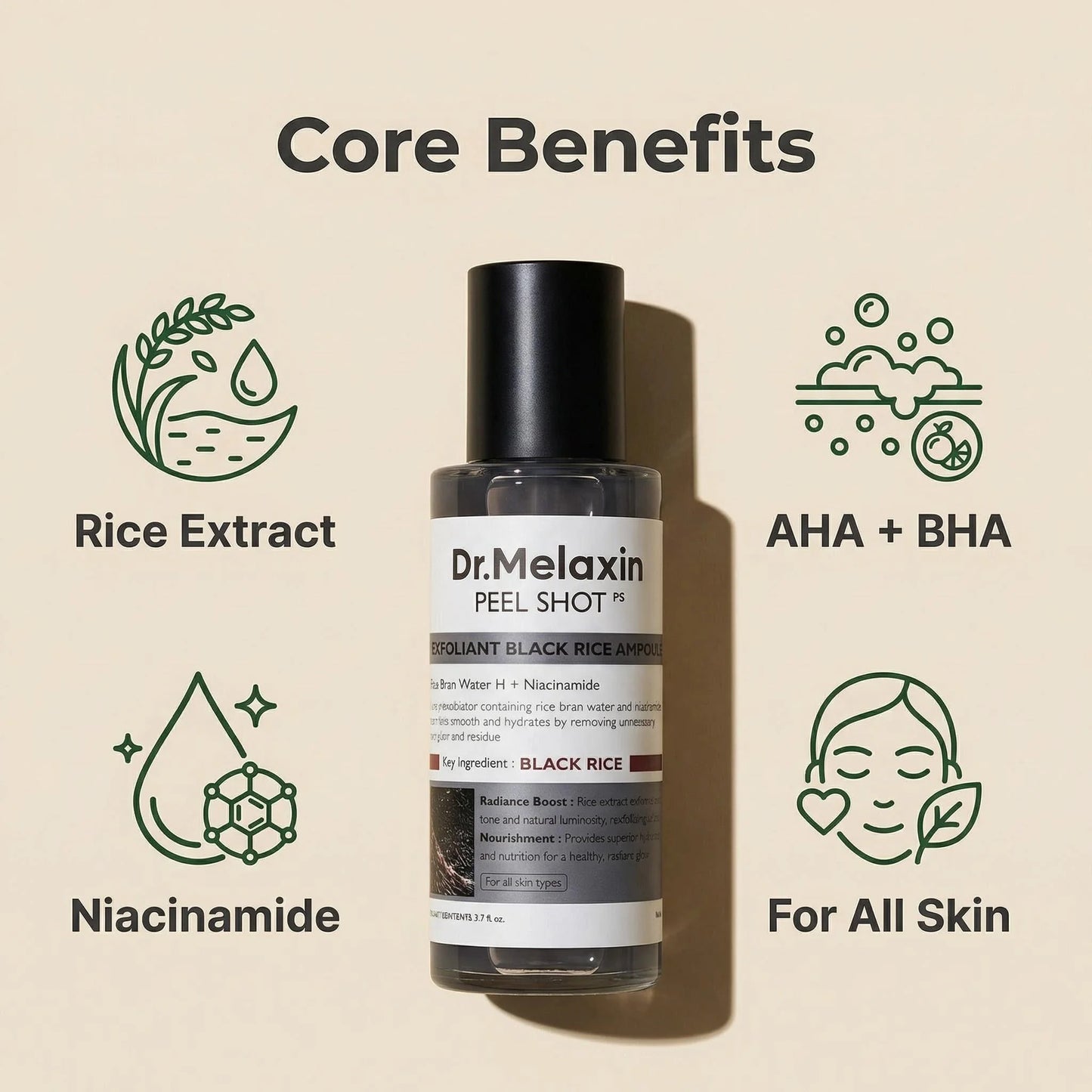Black Rice Exfoliating Ampoule With Rice Water Extract Niacinamide - Revitalize Mind Body