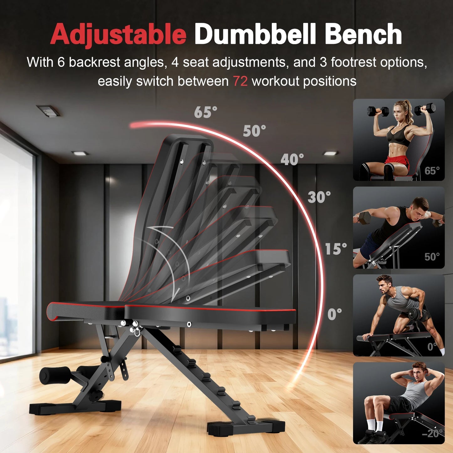 Multifunctional Adjustable Dumbbell Bench Foldable 660LBS Capacity for Home Gym - Revitalize Mind Body