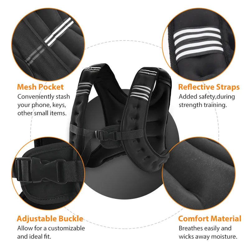 Weight Vest With Reflective Stripe For Workout And Running - Revitalize Mind Body