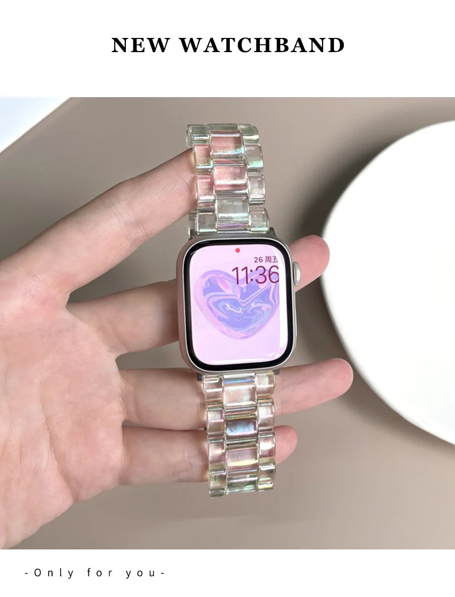 JBAILI Transparent Laser Acrylic Apple Watch Band For iWatch - Revitalize Mind Body