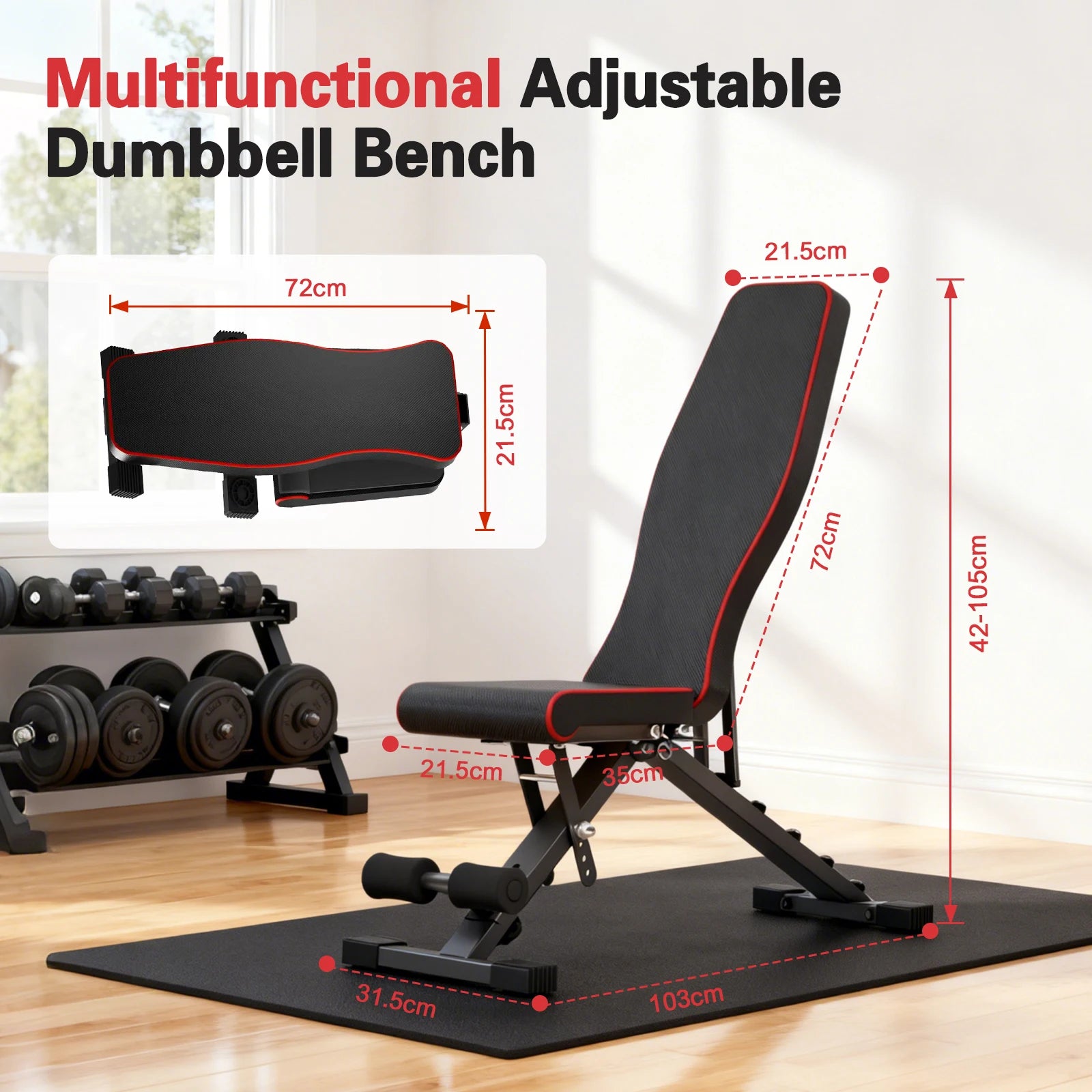 Multifunctional Adjustable Dumbbell Bench Foldable 660LBS Capacity for Home Gym - Revitalize Mind Body