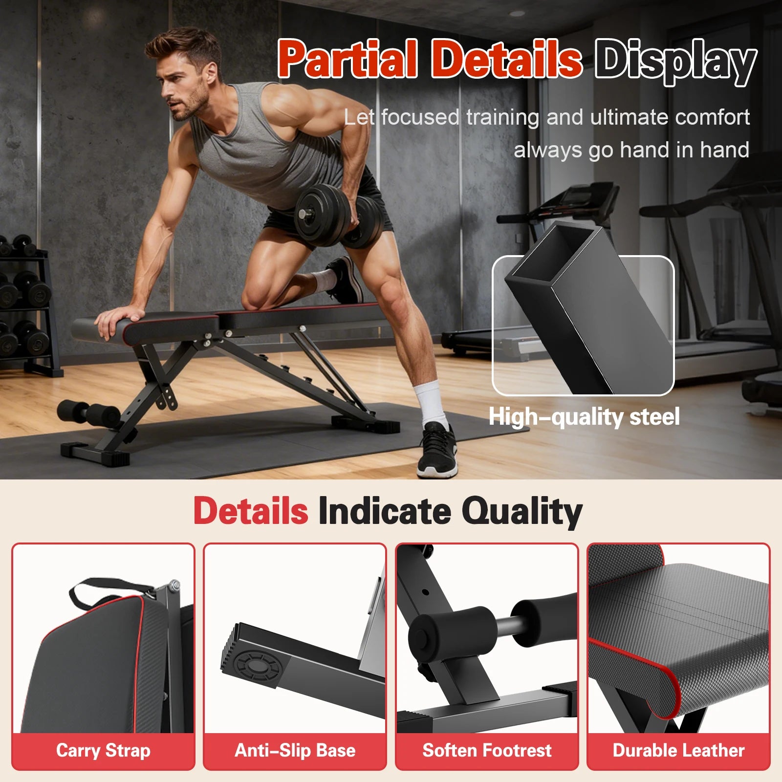 Multifunctional Adjustable Dumbbell Bench Foldable 660LBS Capacity for Home Gym - Revitalize Mind Body