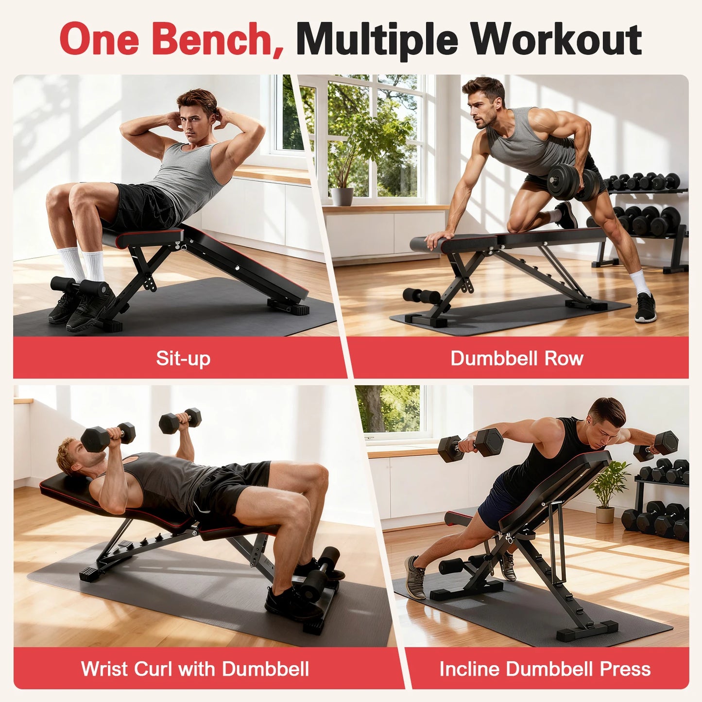 Multifunctional Adjustable Dumbbell Bench Foldable 660LBS Capacity for Home Gym - Revitalize Mind Body