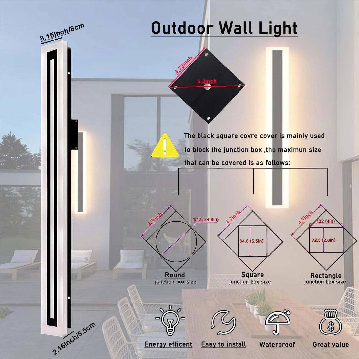 Outdoor Linear LED Wall Light Fixture Modern Frosted Acrylic IP67 - Revitalize Mind Body