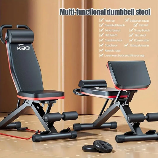 KBQ Adjustable Folding Fitness Bench With Roman Chair And Pad - Revitalize Mind Body