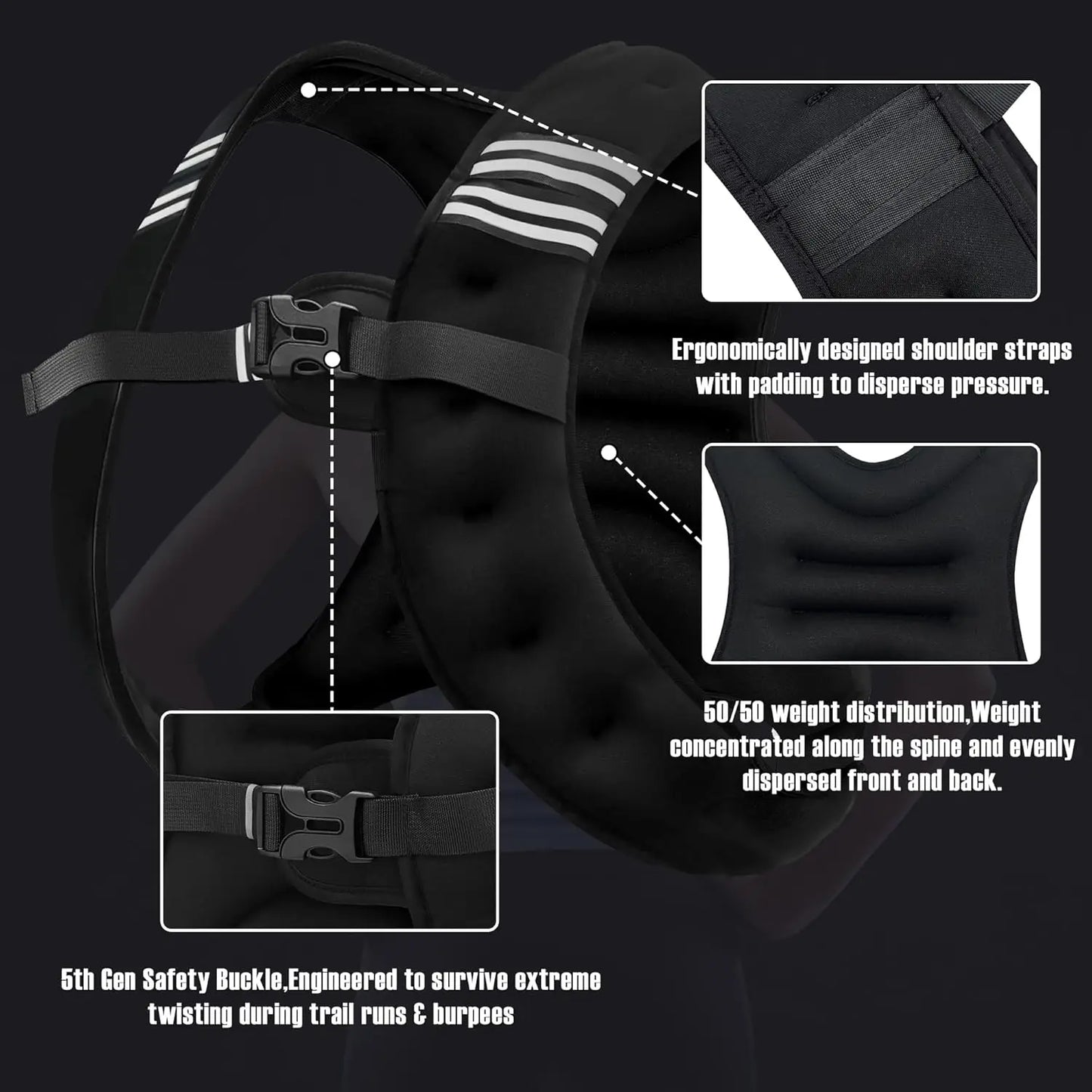 Weight Vest With Reflective Stripe For Workout And Running - Revitalize Mind Body