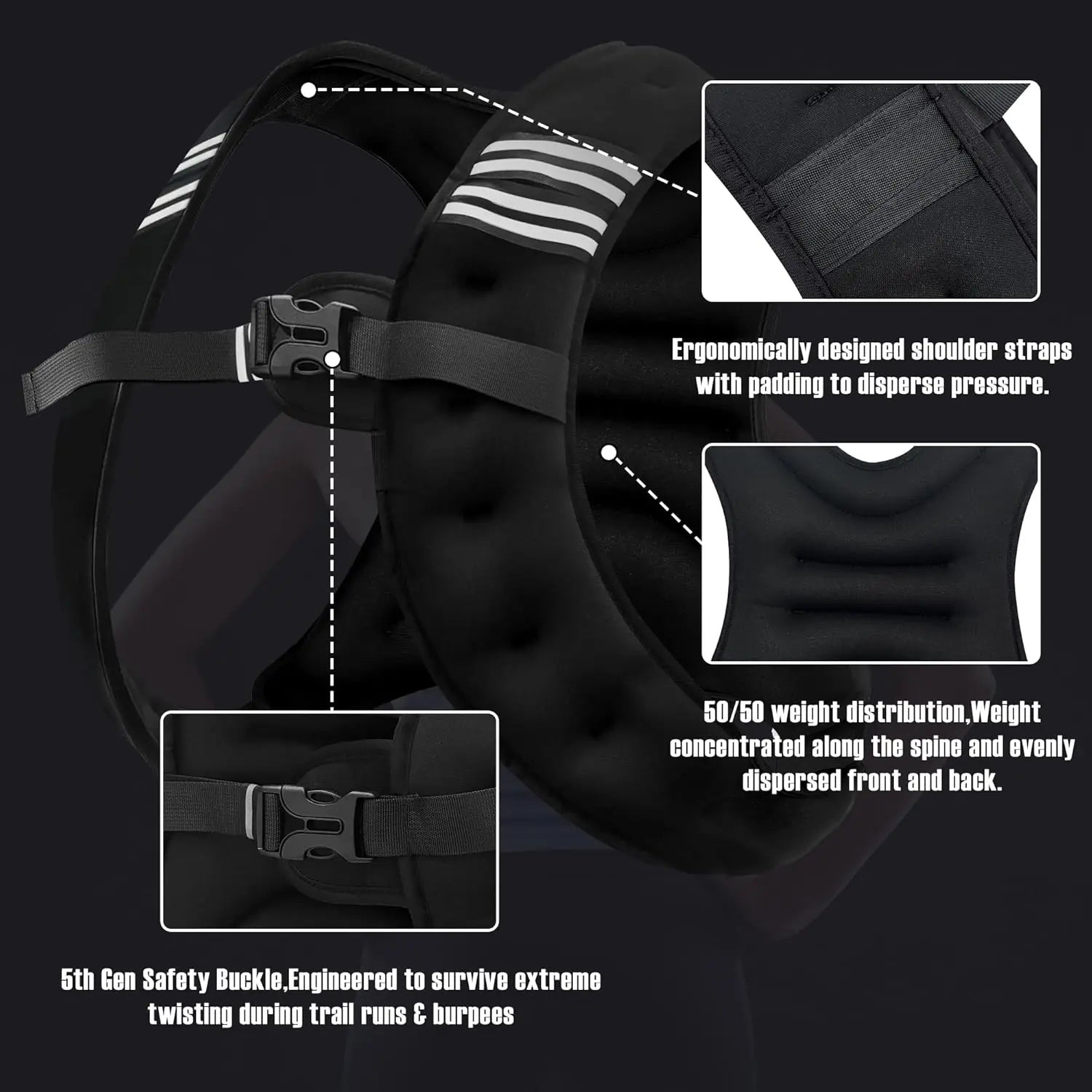 Weight Vest With Reflective Stripe For Workout And Running - Revitalize Mind Body