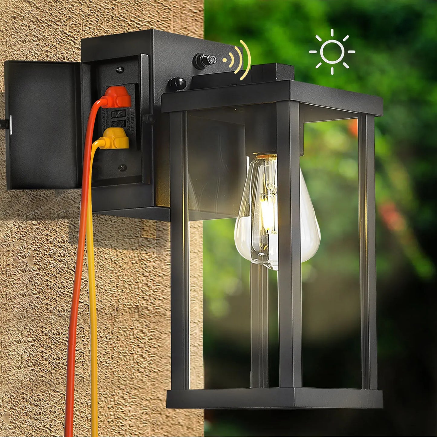Porch Light With GFCI Outlet Dusk To Dawn Wall Mount - Revitalize Mind Body