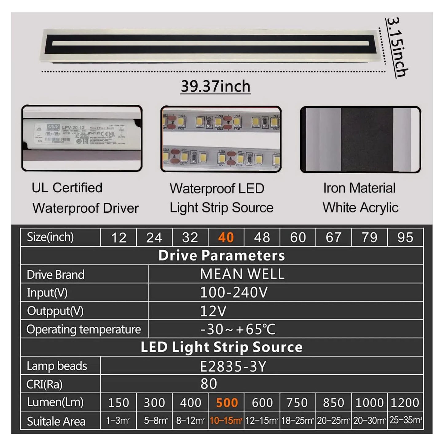Outdoor Linear LED Wall Light Fixture Modern Frosted Acrylic IP67 - Revitalize Mind Body