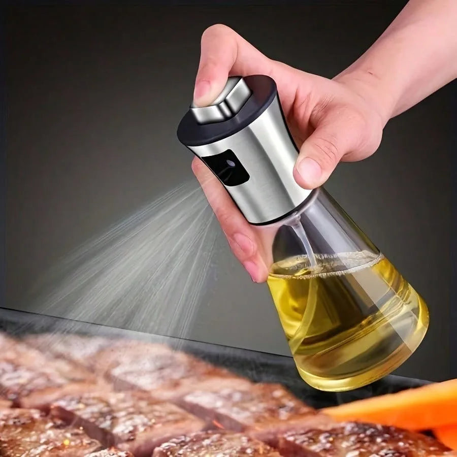 Oil Sprayer Bottle With Glass Stainless Steel Mister Free Funnel - Revitalize Mind Body