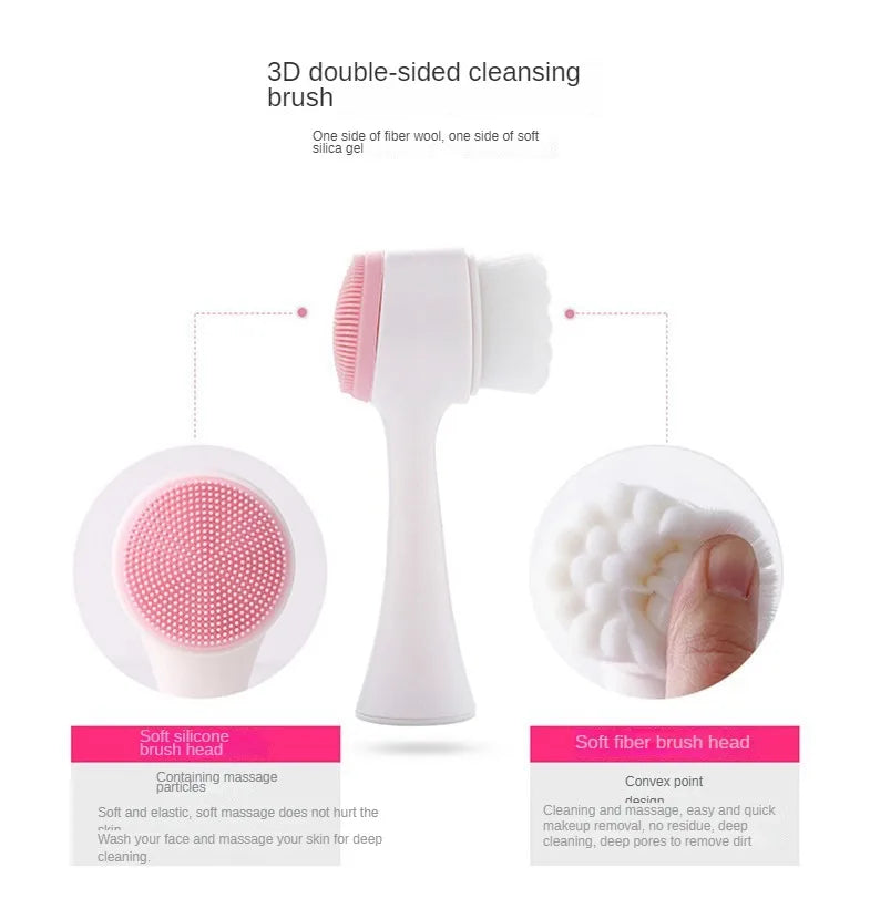 CZSAE Silica Gel Facial Brush Double Sided Exfoliating Cleanser - Revitalize Mind Body