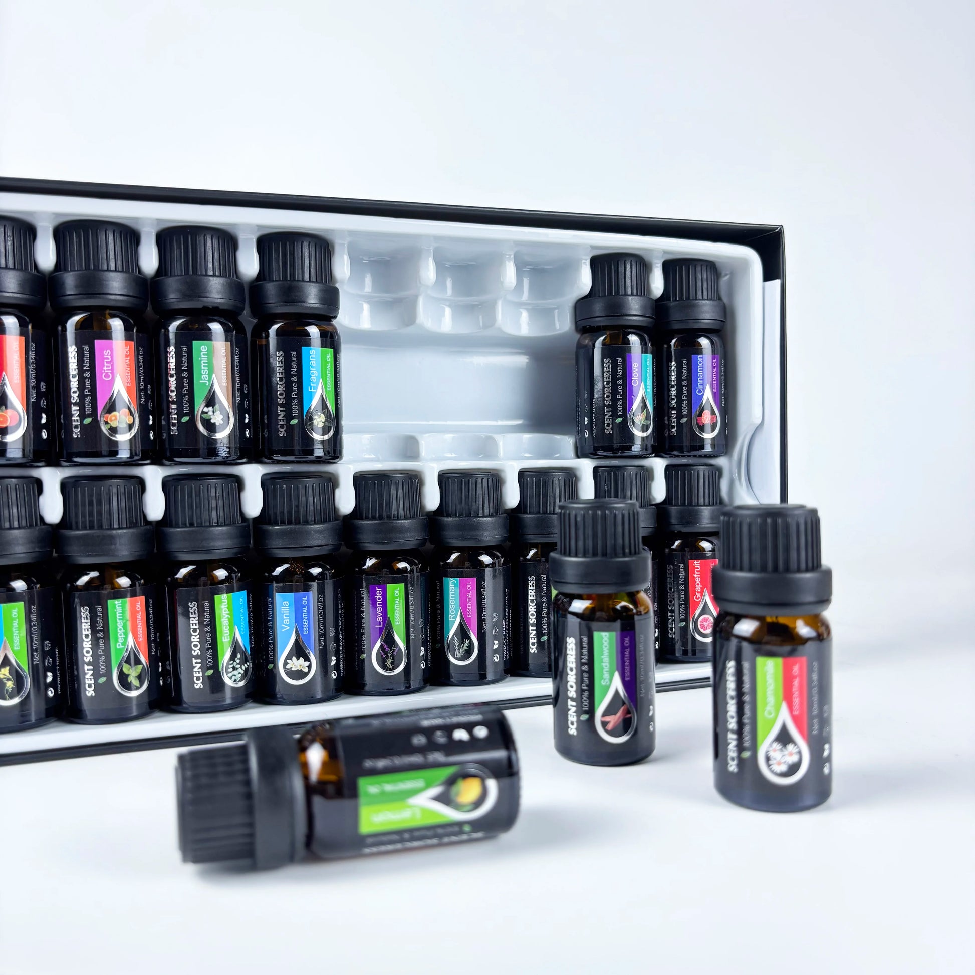 Scent Sorceress Essential Oils Set Lavender Eucalyptus Sweet Orange Lemon - Revitalize Mind Body