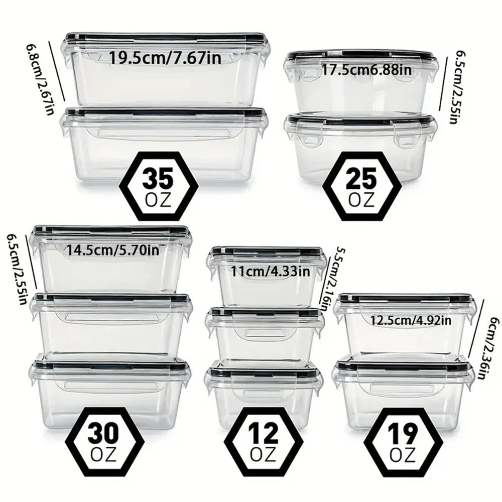 NONED 12-Piece Airtight Lunch Boxes Microwave Safe BPA Free - Revitalize Mind Body