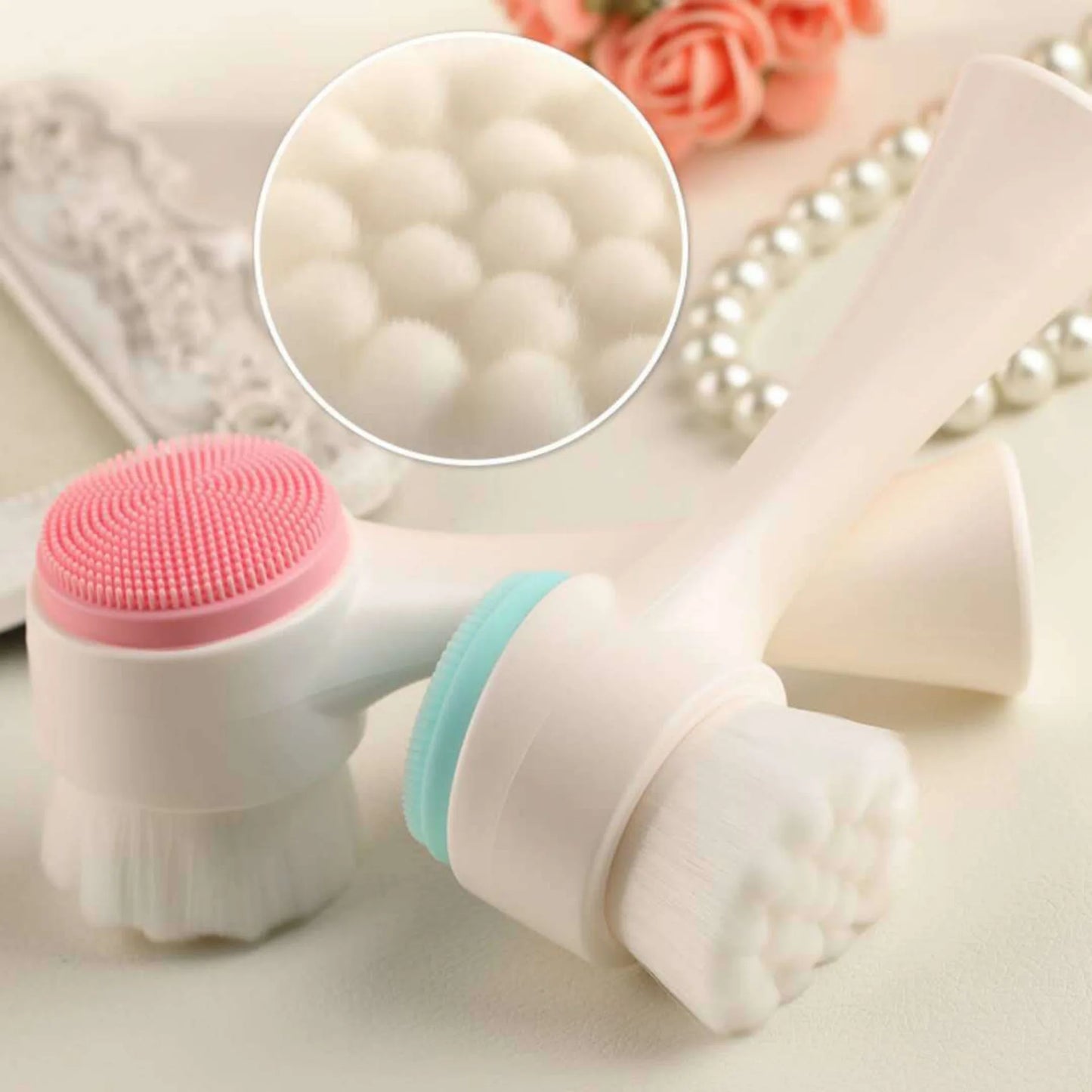 CZSAE Silica Gel Facial Brush Double Sided Exfoliating Cleanser - Revitalize Mind Body