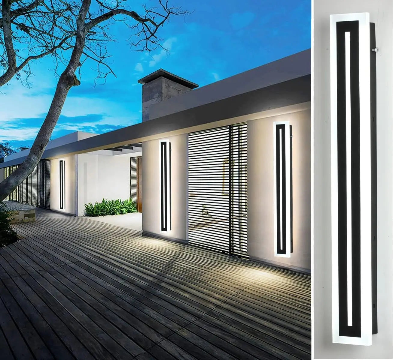 Outdoor Linear LED Wall Light Fixture Modern Frosted Acrylic IP67 - Revitalize Mind Body