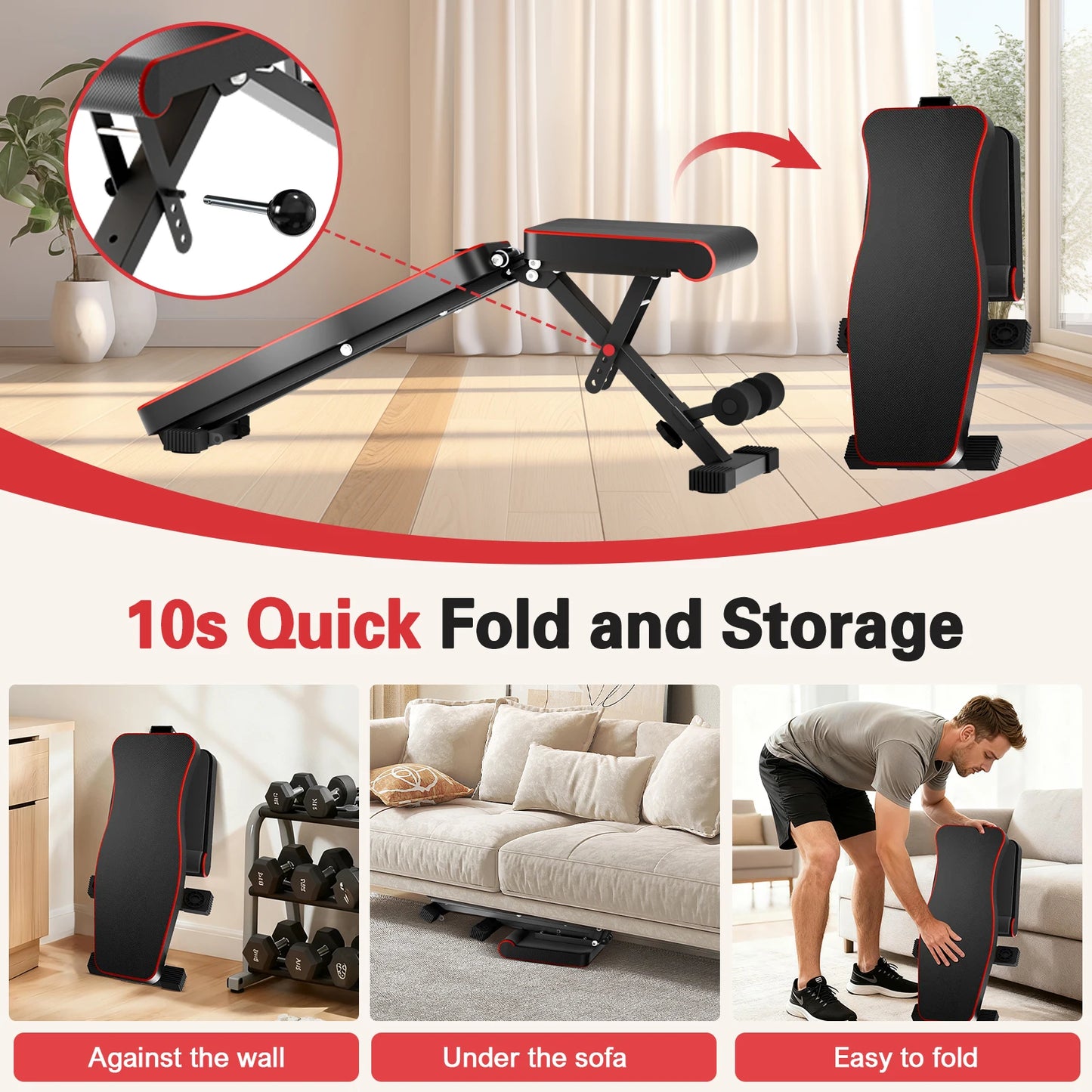 Multifunctional Adjustable Dumbbell Bench Foldable 660LBS Capacity for Home Gym - Revitalize Mind Body
