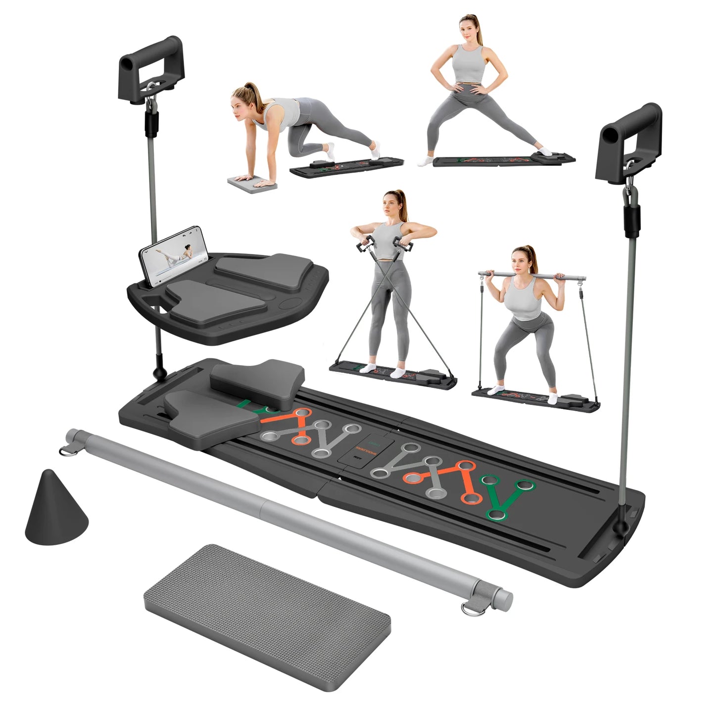 Ab Pilates Board Multi Functional Fitness System With Resistance Bands - Revitalize Mind Body