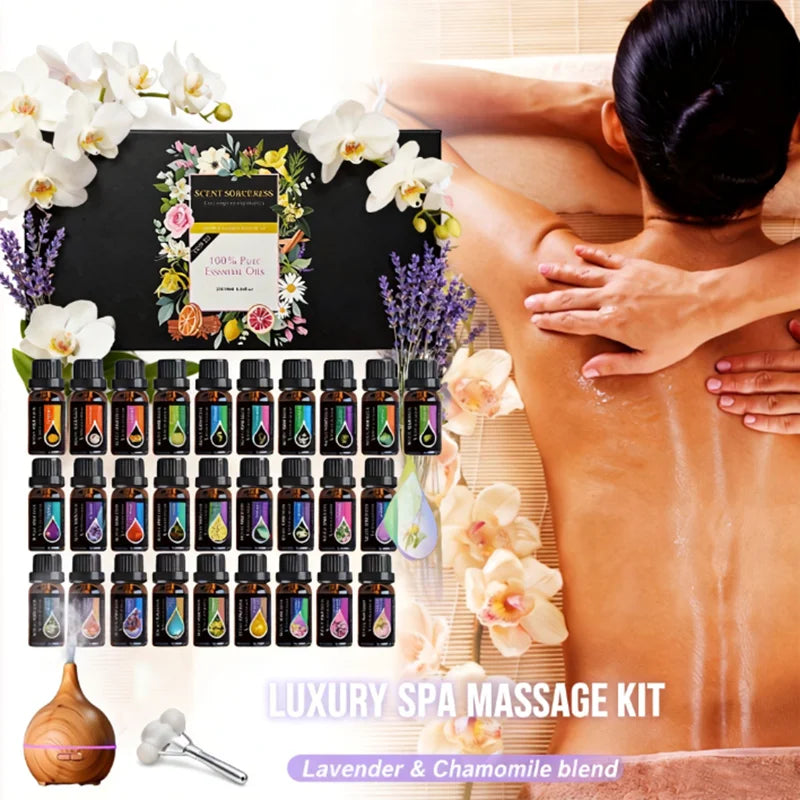 Scent Sorceress Essential Oils Set Lavender Eucalyptus Sweet Orange Lemon - Revitalize Mind Body